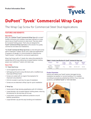 43-D100646 DuPont Tyvek Commercial Wrap Caps (P)