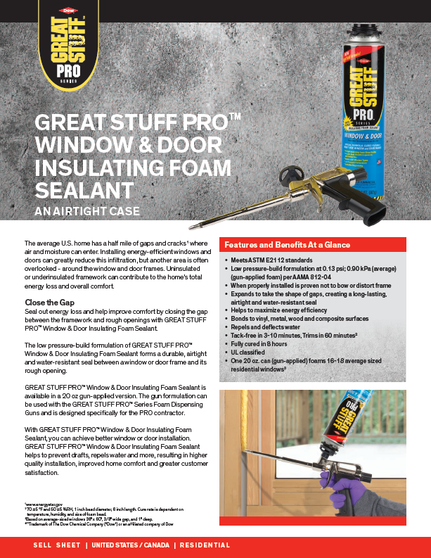 179-07344 Great Stuff Pro Window & Door Insulating Foam Sealant (Tyvek) (P)