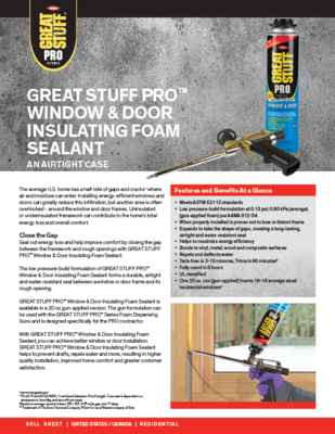 179-07344 Great Stuff Pro Window & Door Insulating Foam Sealant (Tyvek) (P)