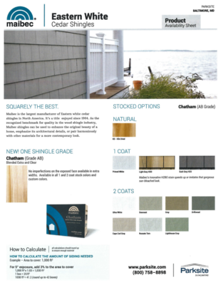 Maibec Parksite Stock Program Sheet - MD (J)