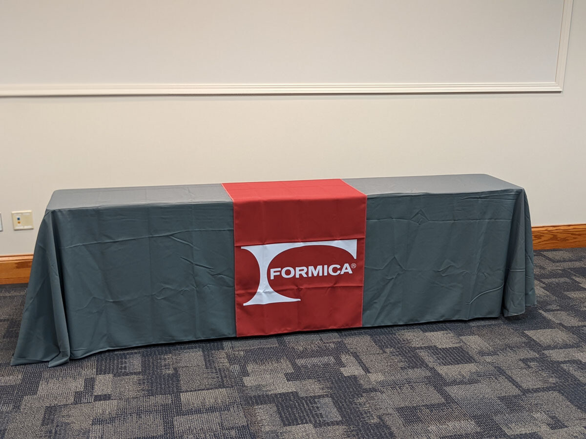 Formica Runner w/ Gray Tablecloth