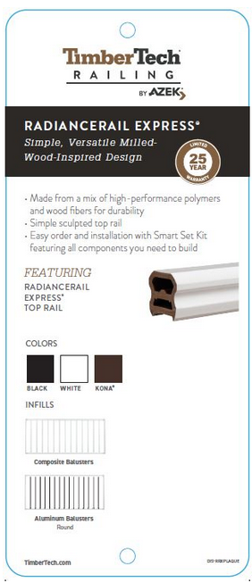 TimberTech RadianceRail Express Display ID Plaques (Max Qty 10)
