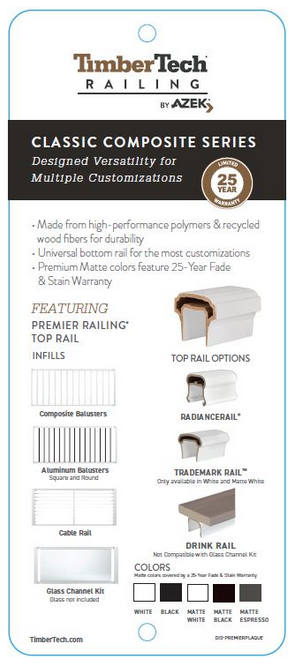TimberTech Premier Rail Display ID Plaques (Max Qty 10)