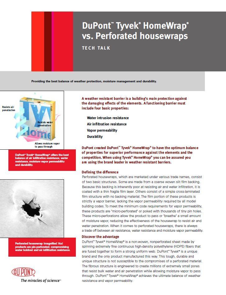 K14181 DuPont Tyvek Tech Talk: HomeWrap vs. Perforated Wraps