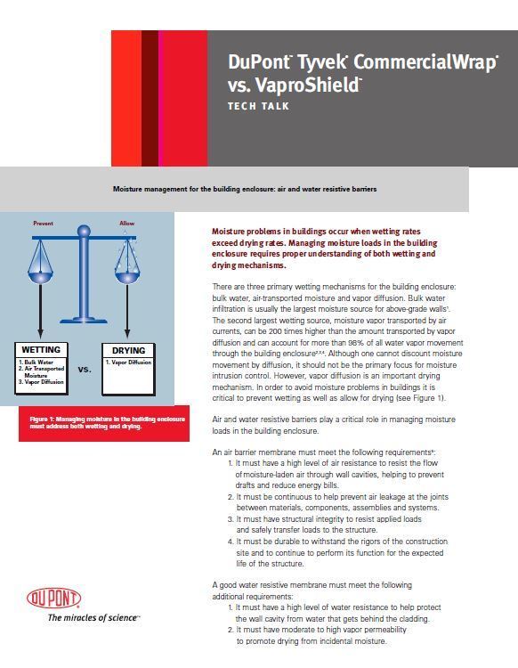 K14236 DuPont Tyvek CommercialWrap vs. Vaporshield Tech Talk (P)