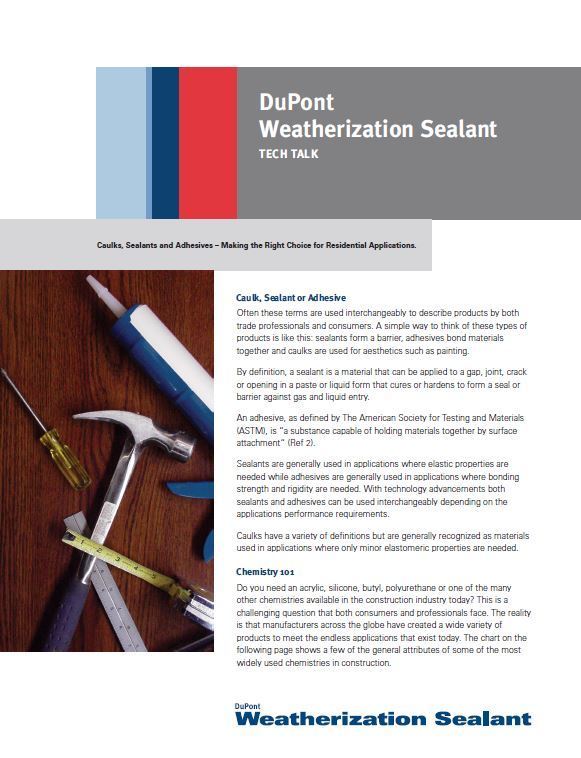 K16726 DuPont Tyvek Tech Talk: Caulks, Sealants and Adhesives (P)