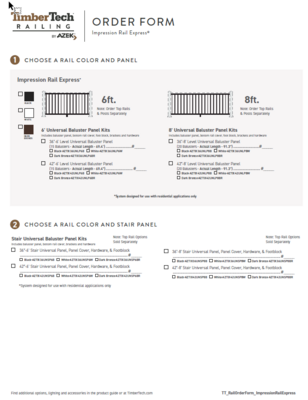 TimberTech Impression Rail Express® Rail -ORDER FORM (P)