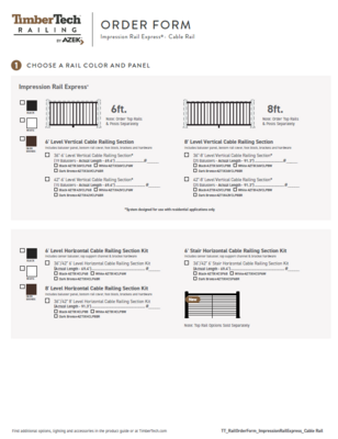 TimberTech Impression Rail Express® - Cable Rail ORDER FORM (P)