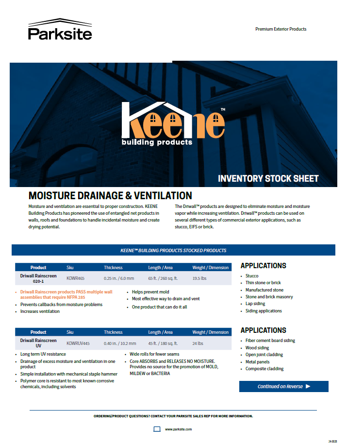 Keene Stock Sheet (P)