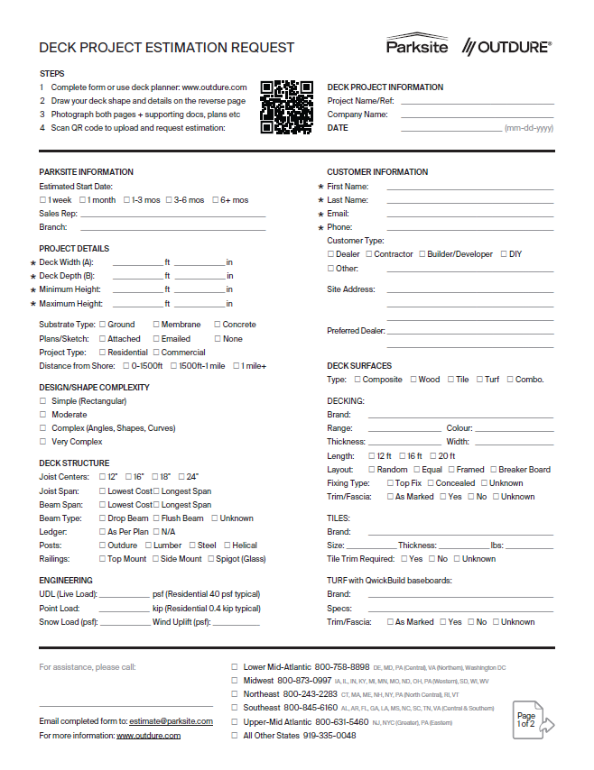 Outdure Estimating Pad