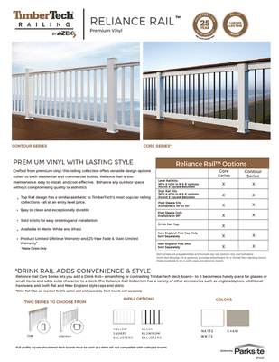 TimberTech Reliance Rail Sell Sheet (P)