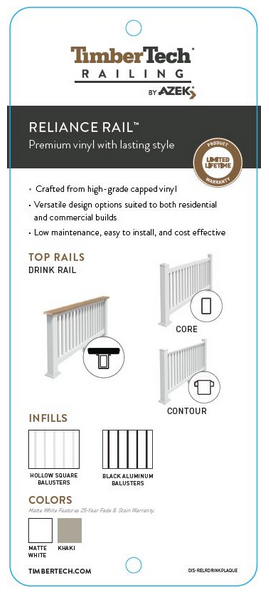 TimberTech Reliance Rail Display ID Plaque (Drink Rail)