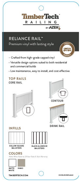 TimberTech Reliance Rail Display ID Plaque (Core)