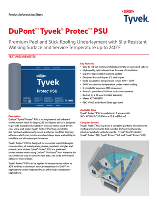 43-D101303 DuPont™ Tyvek® Protec™ PSU Product Information Sheet (P)