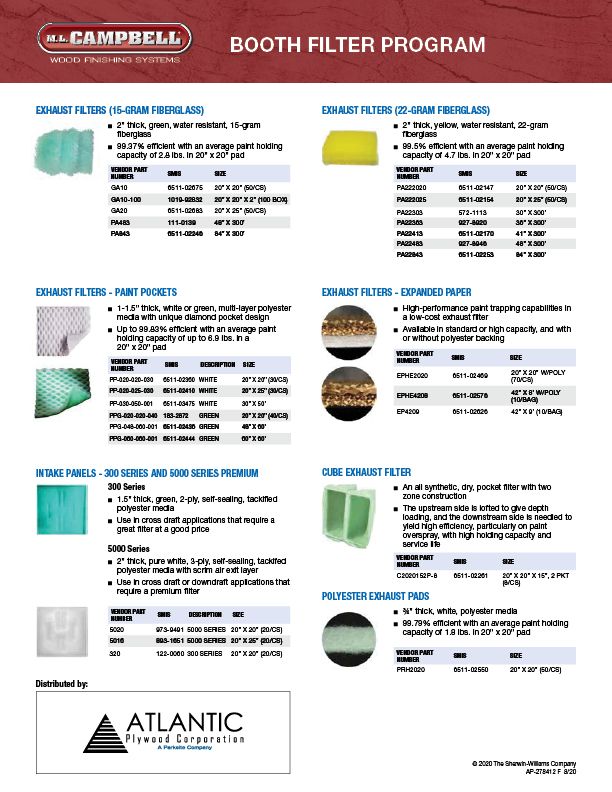 APC ML Campbell Booth Filter Program Sheet (E)