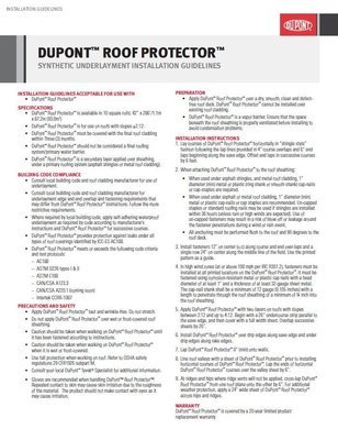 K29445 DuPont Tyvek Roof Protector Synthetic Underlayment Installation Guidelines (P)