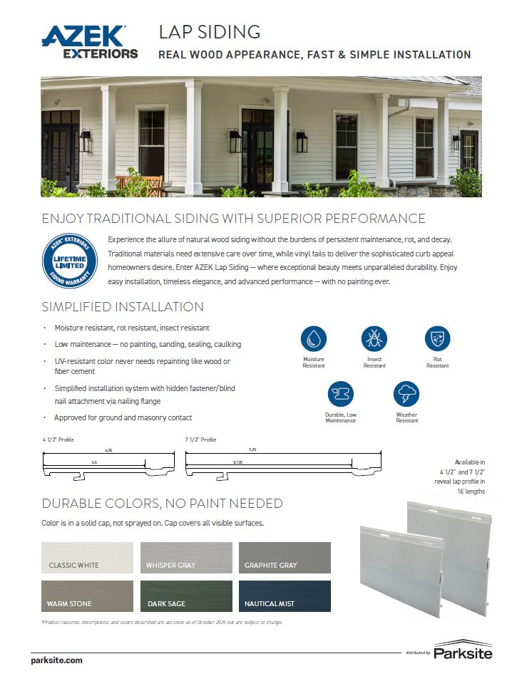 25-0075 Azek Lap Siding Sellsheet (P)
