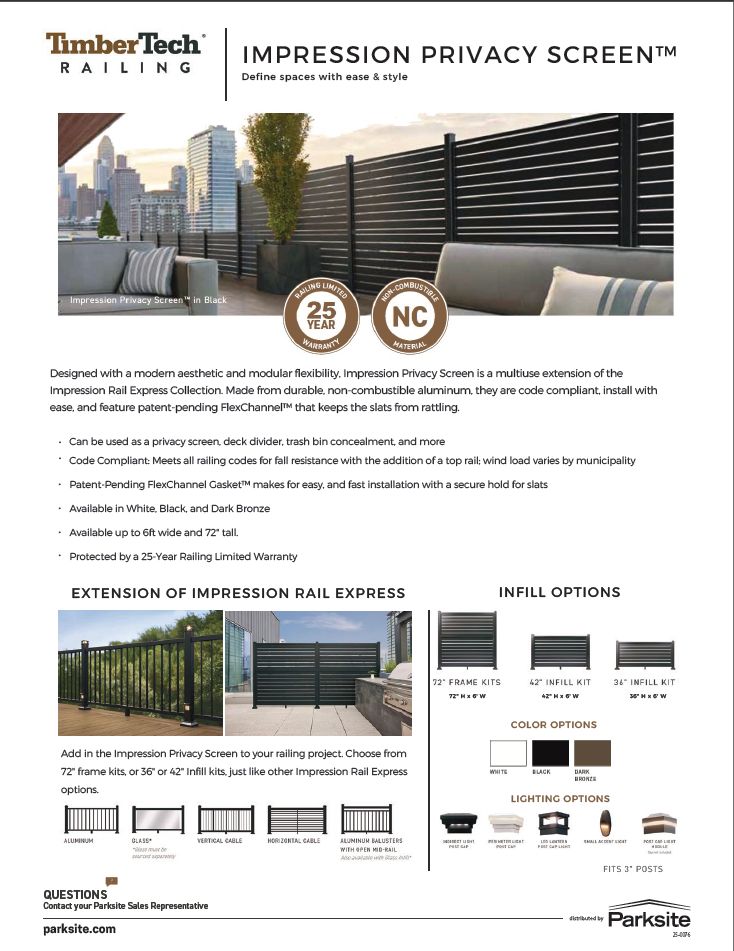 25-0076 Timbertech Impression Privacy Screen Sellsheet (P)