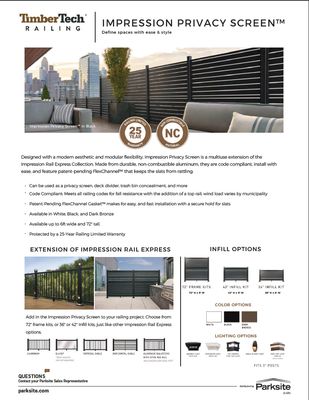 25-0076 Timbertech Impression Privacy Screen Sellsheet (P)
