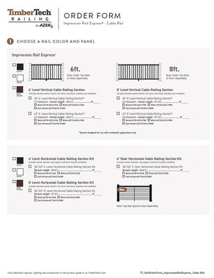 TimberTech Impression Rail Express® - Cable Rail ORDER FORM (P)
