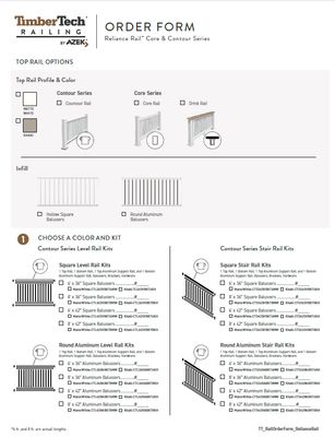 TimberTech Reliance Rail ORDER FORM (P)