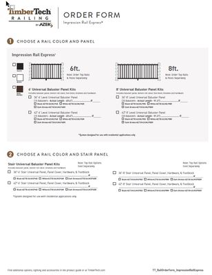TimberTech Impression Rail Express® Rail -ORDER FORM (P)