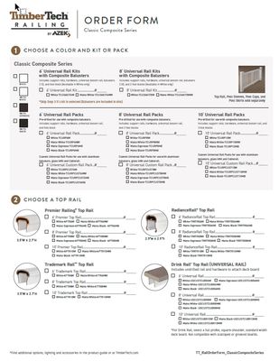 TimberTech Classic Composite Series Rail -ORDER FORM (P)