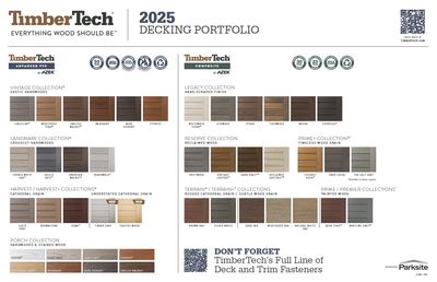 TimberTech Product Offering Laminate Card 2025 (MAX 25) FOR DEALER COUNTER REPS ONLY