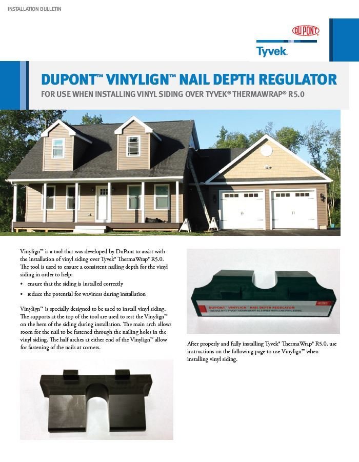 K27364 DuPont Tyvek Vinylign Nail Depth Regulator Installation Bulletin (P)