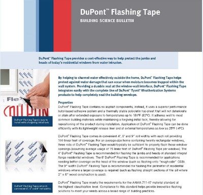 K16751 DuPont Tyvek Flashing Tape Building Science Bulletin