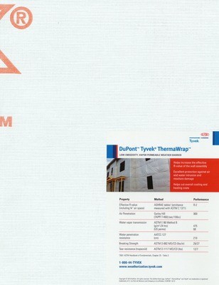 K09709 DuPont Tyvek ThermaWrap LE Product Sample with Label