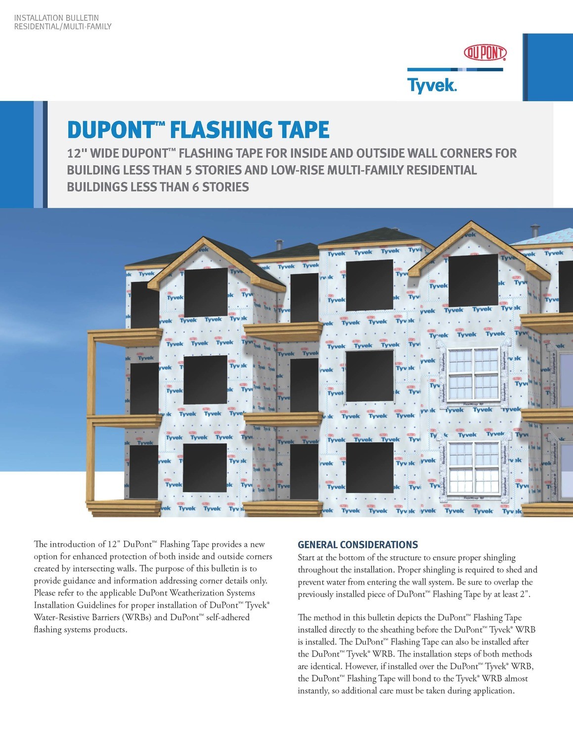K27372 DuPont Tyvek Flashing Tape Installation Bulletin