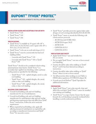 K29385 DuPont Tyvek Protec Roofing Underlayments Installation Guidelines (P)