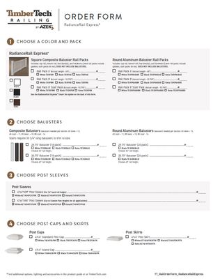 TimberTech Radiance Rail Express -ORDER FORM (P)