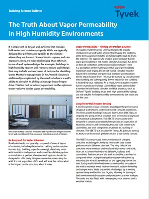 43-D100849 DuPont Tyvek Building Science Bulletin: The Truth About Vapor Permeability in High Humidity Environments