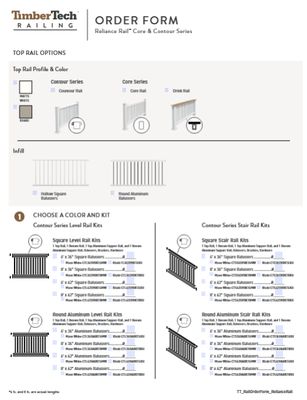 TimberTech Reliance Rail ORDER FORM (P)