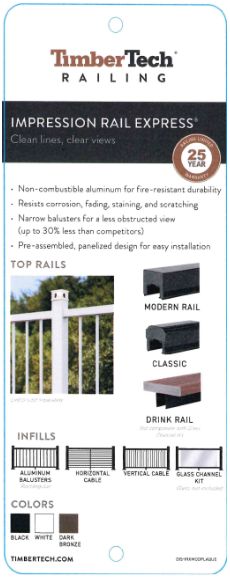 TimberTech Impression Rail Express Display ID Plaque