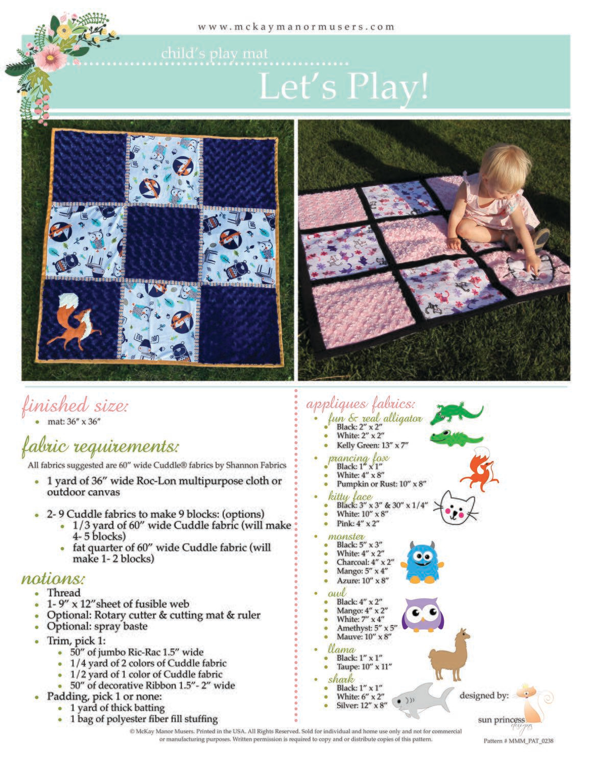 Let&#39;s Play! Kids Play Mat PDF Pattern
