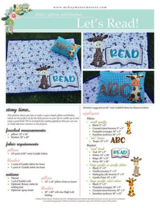 Let&#39;s Read! Kids blanket and pillow PDF Pattern