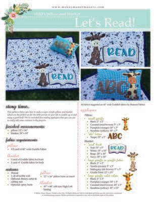 Let's Read! Kids blanket and pillow PDF Pattern