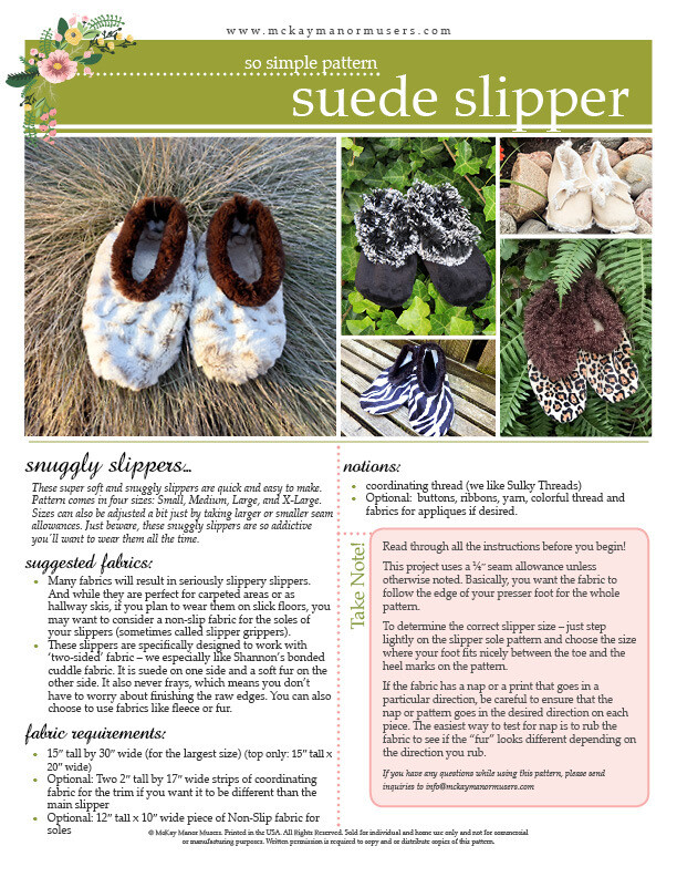 Suede Slipper (Adult) PDF Pattern