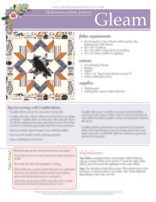 Gleam Halloween Pillow Downloadable PDF Pattern