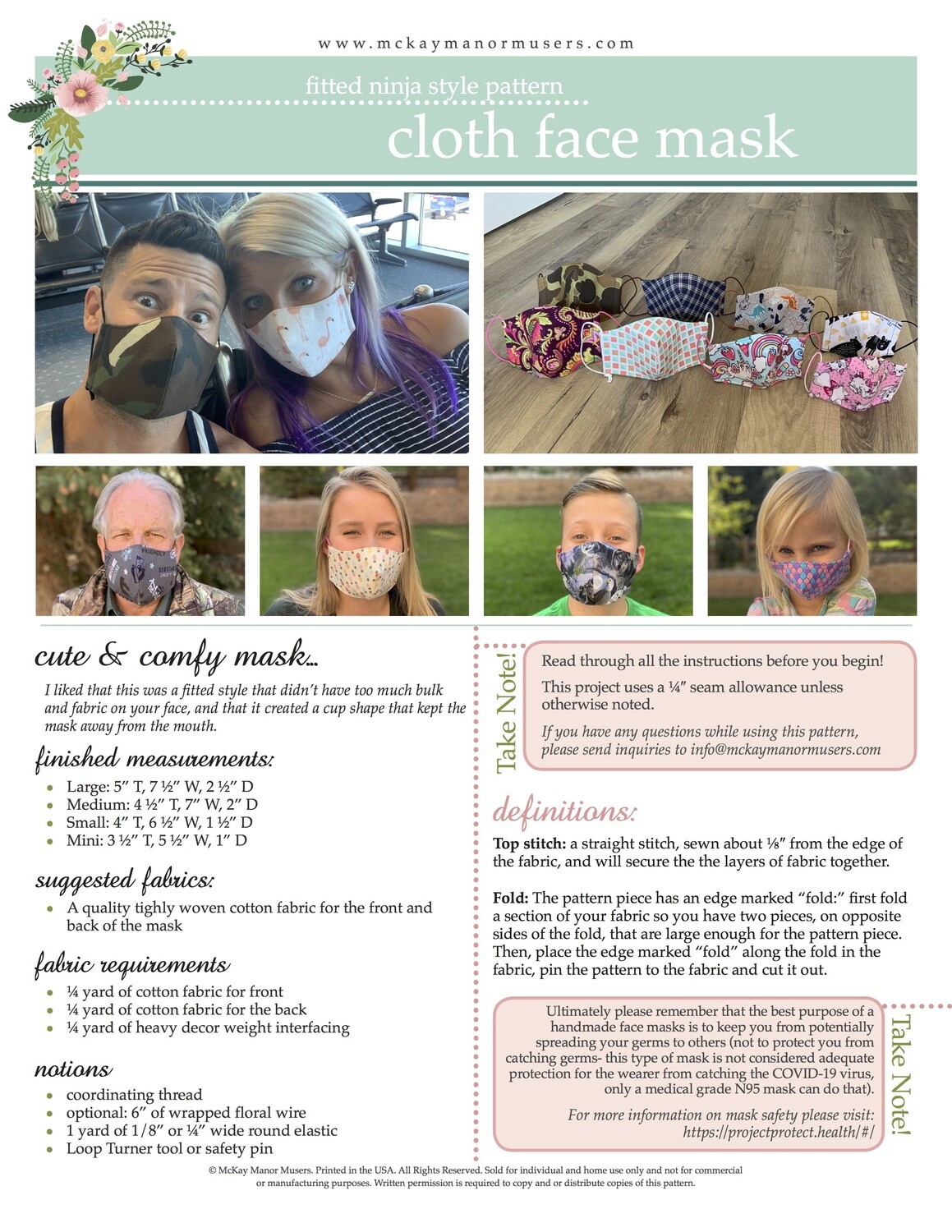 Cloth Face Mask Pattern