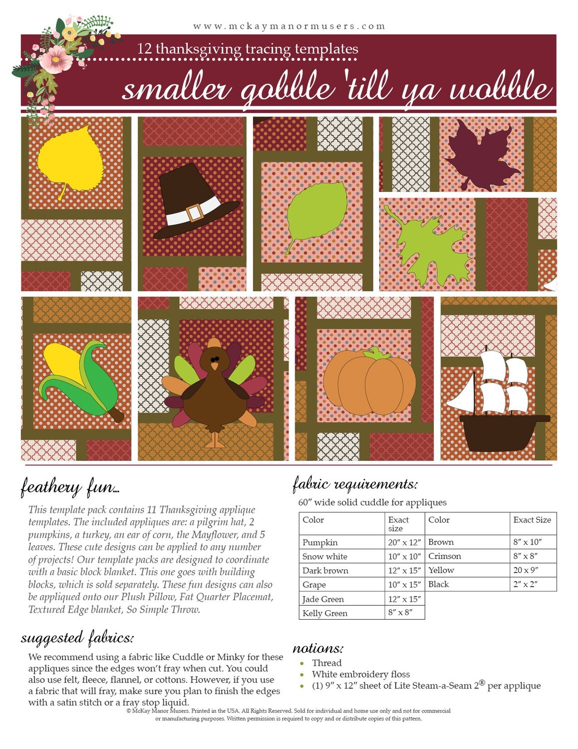 Smaller Gobble &#39;Till Ya Wobble PDF Template Pack