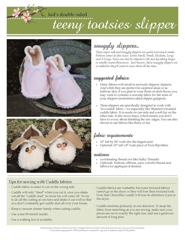 Teeny Tootsies Kids Suede Slipper PDF Pattern