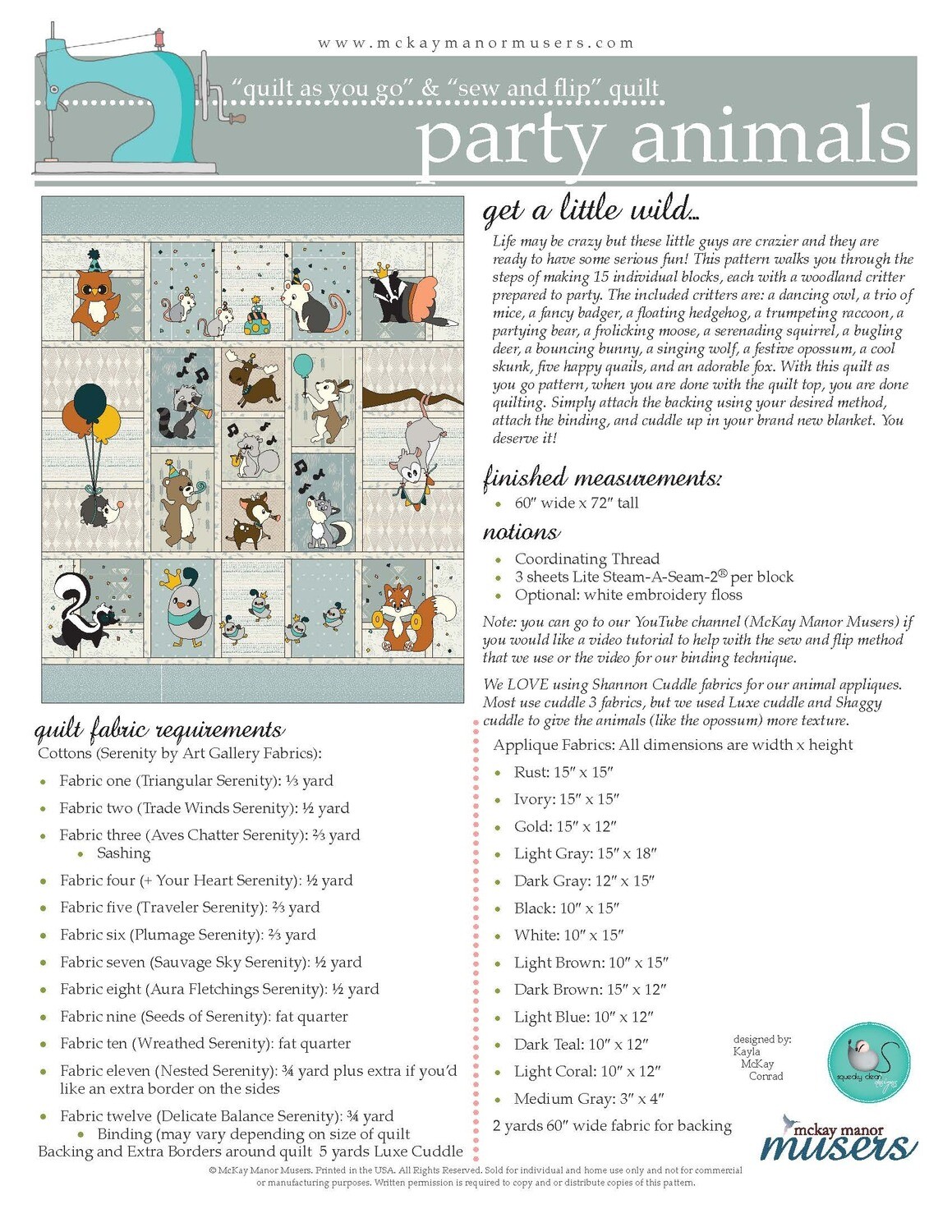 Party Animals Quilt Pattern
