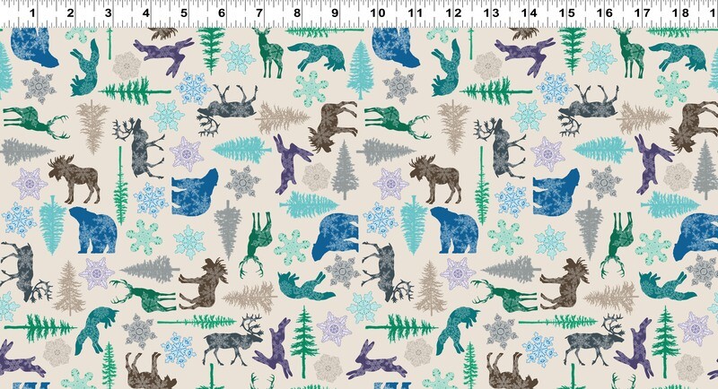 Arctic Party Light Khaki Scandinavian Winter Fabric