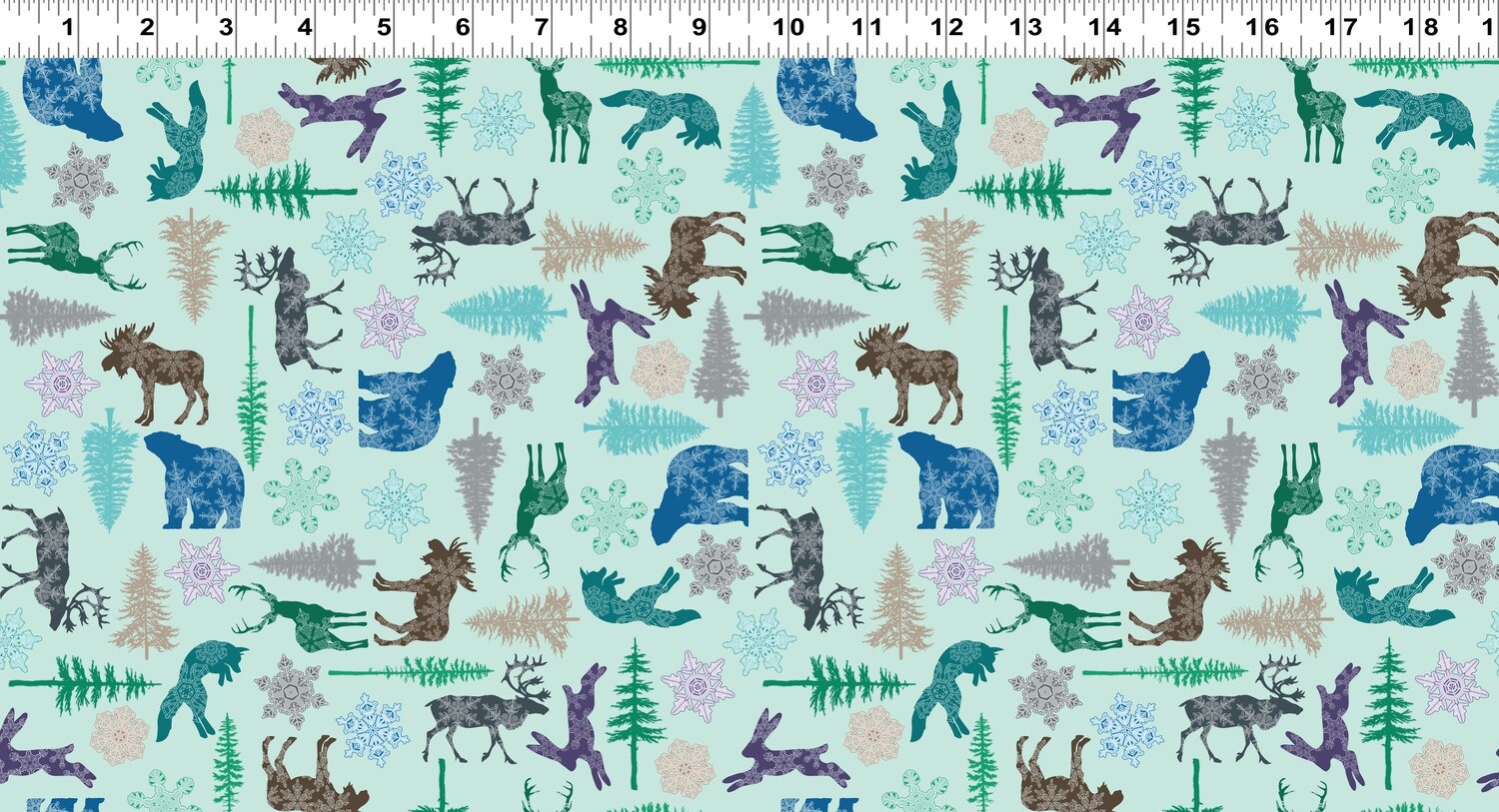 Arctic Party Light Turquoise Scandinavian Winter Fabric