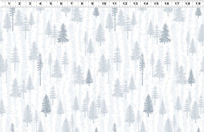 Boreal Forest White Flannel Scandinavian Winter Fabric