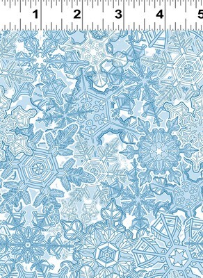Crystalline Snowflakes Denim Blue Scandinavian Winter Fabric
